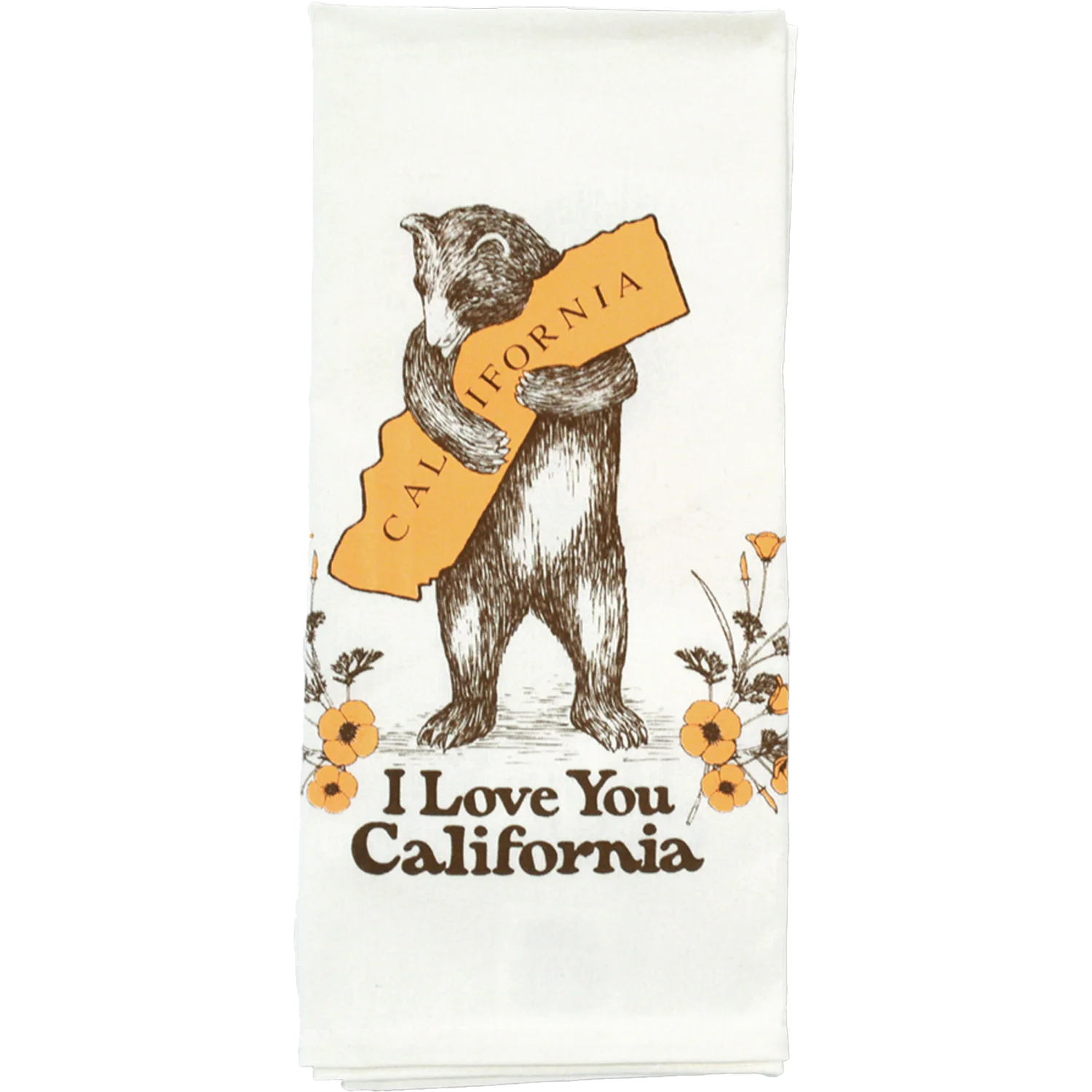 California Bear & Poppy Tea Towel