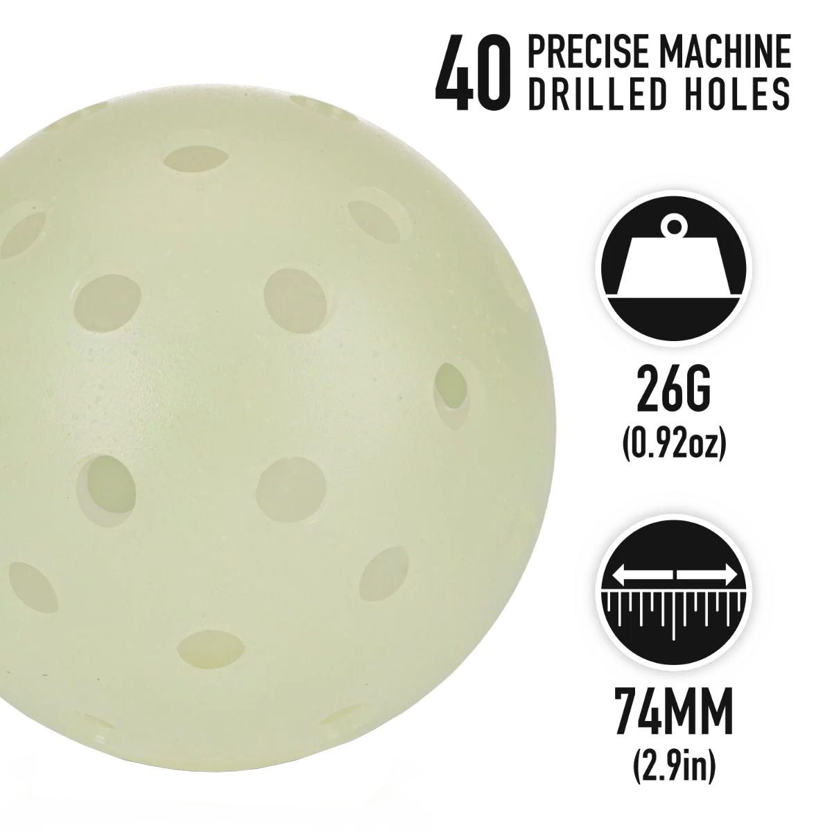 Glow In The Dark Recreation Pickleball (3 Pack) - Image 2