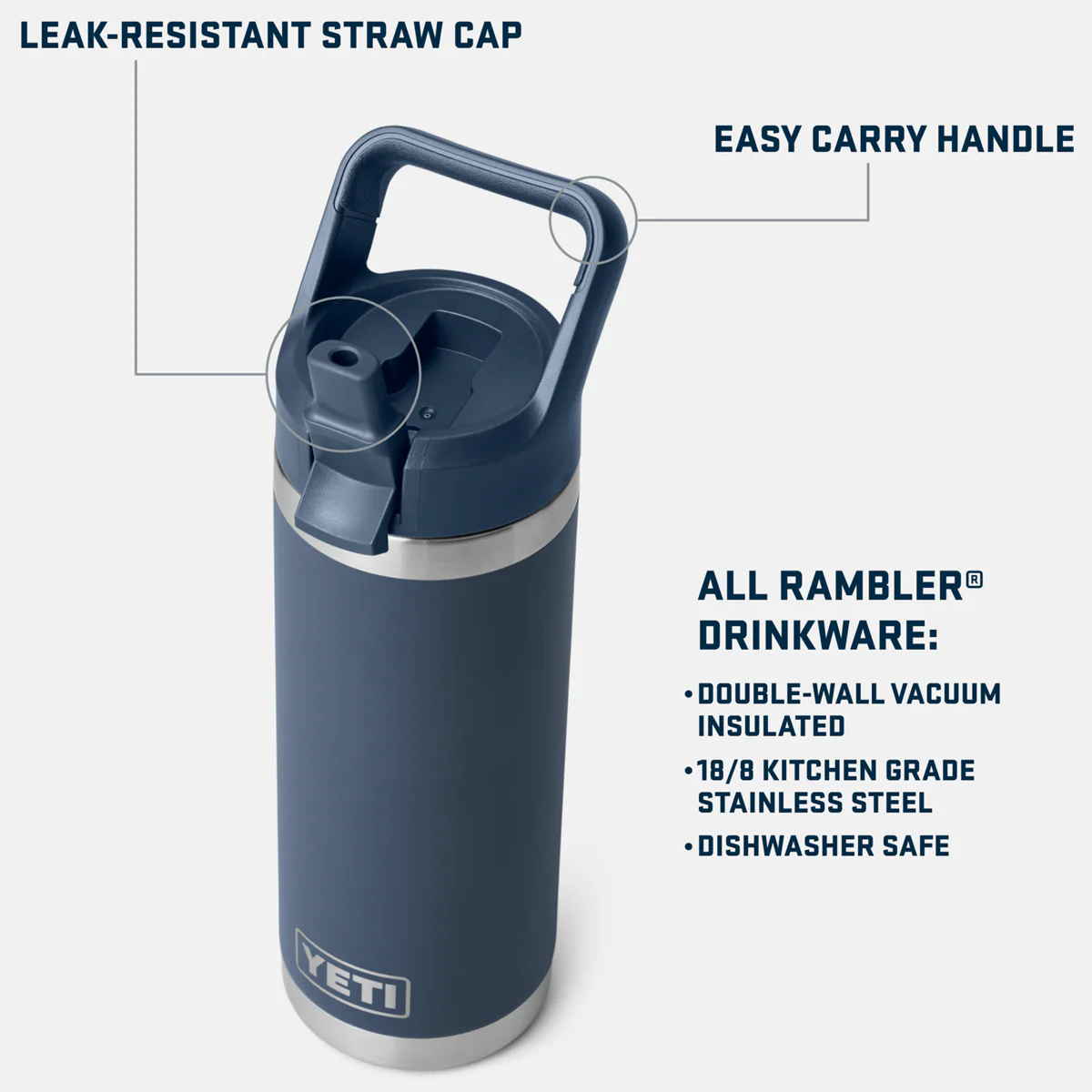 Rambler 18 oz Bottle with Color Matching Straw Cap - Image 12