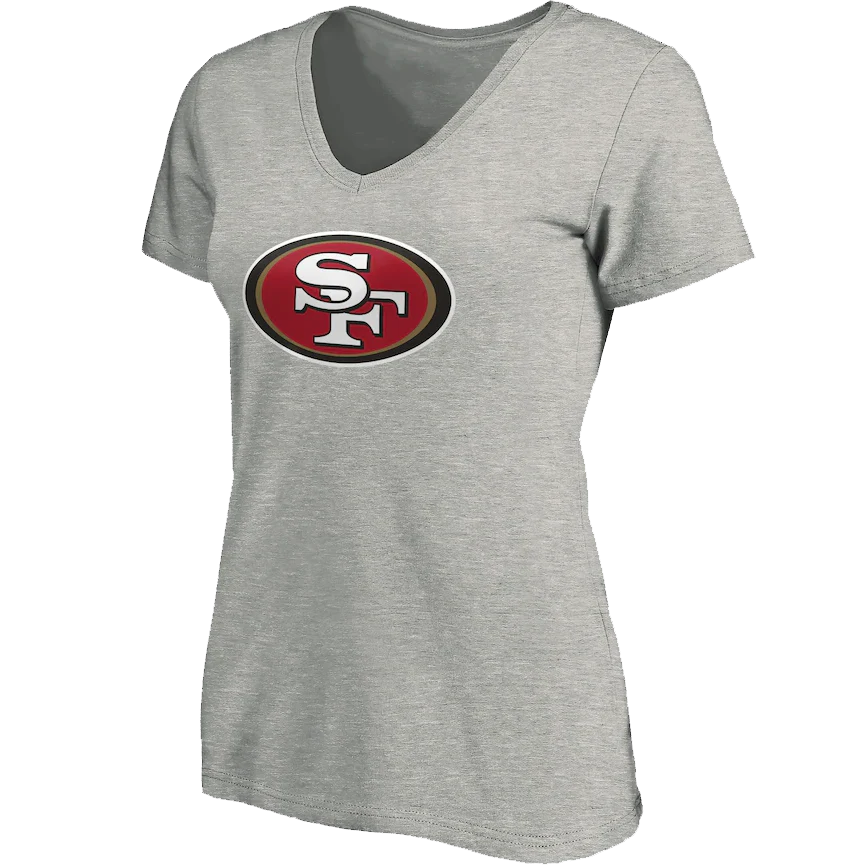Women's 49ers V-Neck Primary Logo Short Sleeve